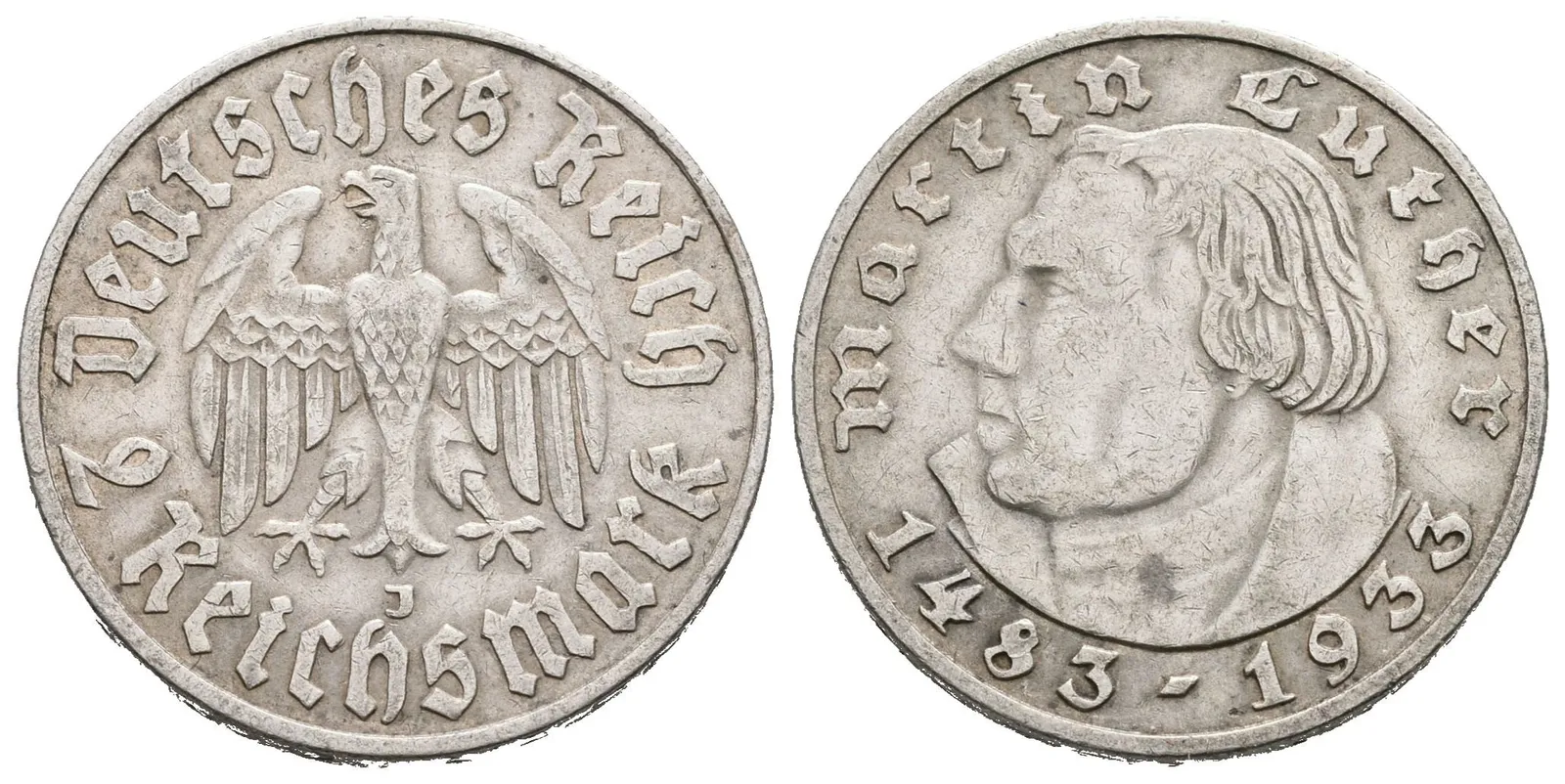 III. říše, 2 Marka 1933 J - Martin Luther