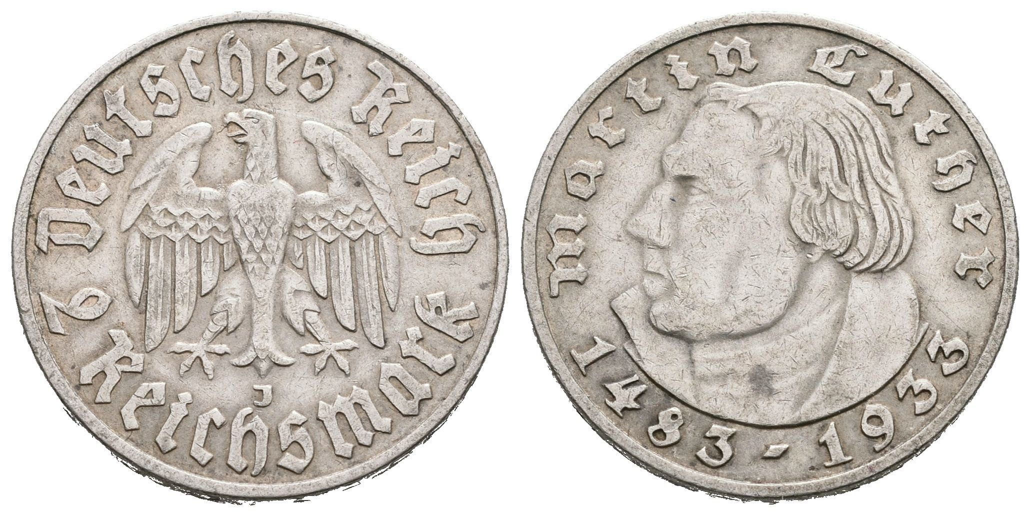 III. říše, 2 Marka 1933 J - Martin Luther