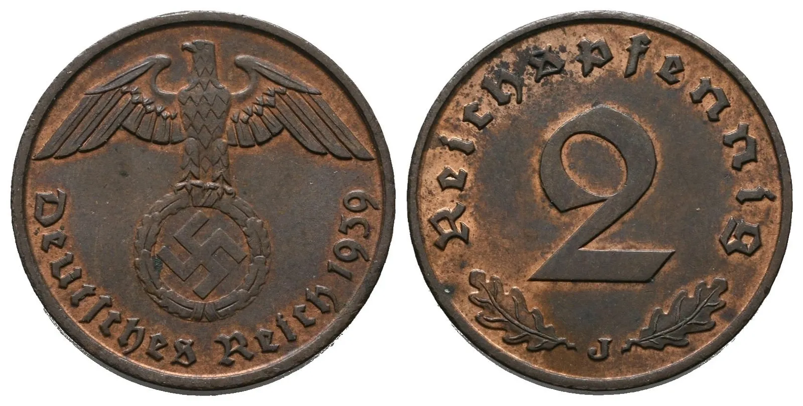 III. říše, 2 Pfennig 1939 J