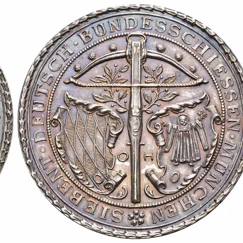 AR Medaile 1881 - VII. Německé spolkové střelby v Mnichově. Ag 38 mm (27,03 g),