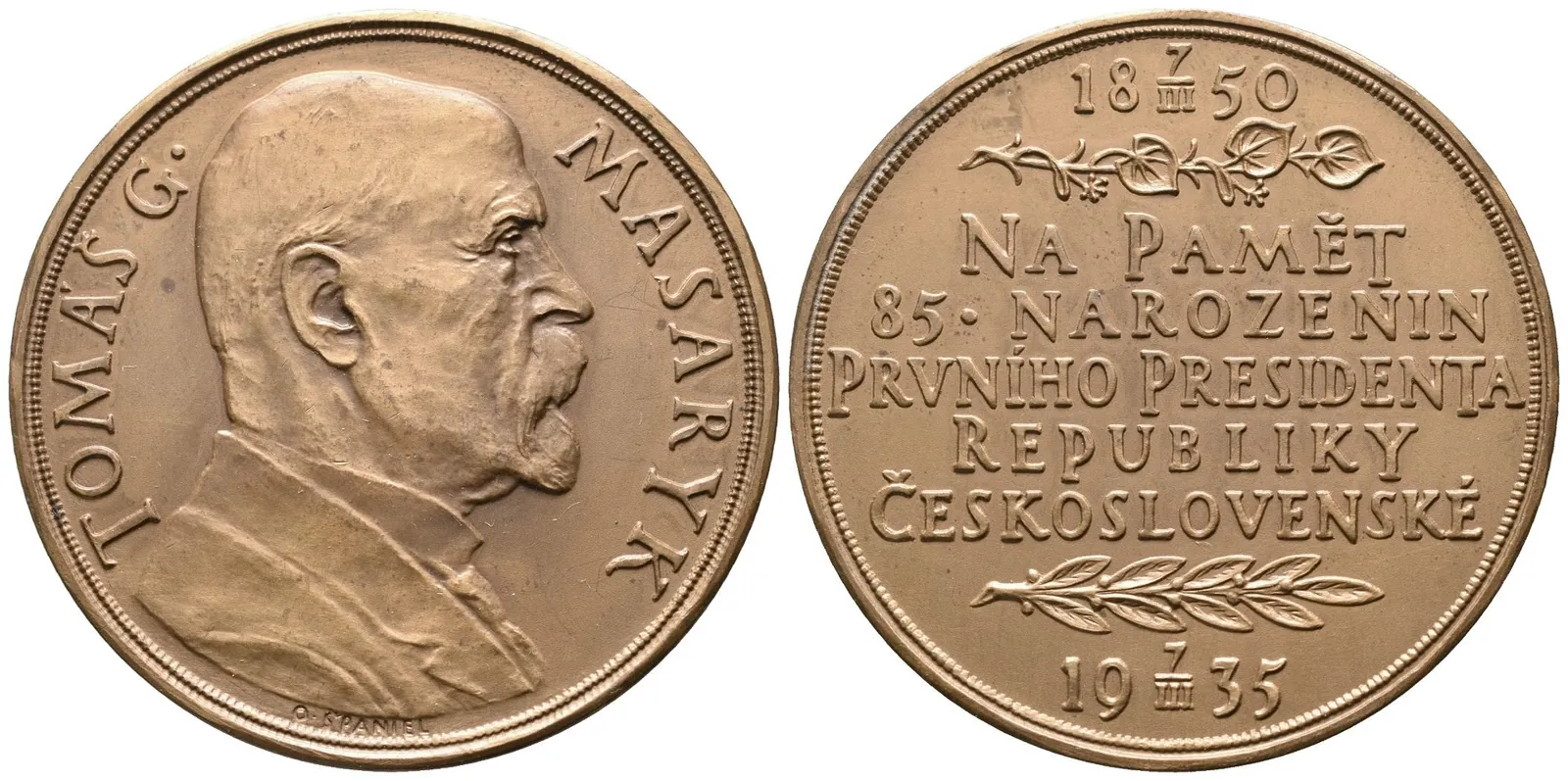 Španiel Otakar - 85. narozeniny TGM, 50 mm