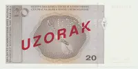 Bosna a Hercegovina, 20 Konvert. Marka (1998), anulát - SPECIMEN, P.66s - fotografie 2