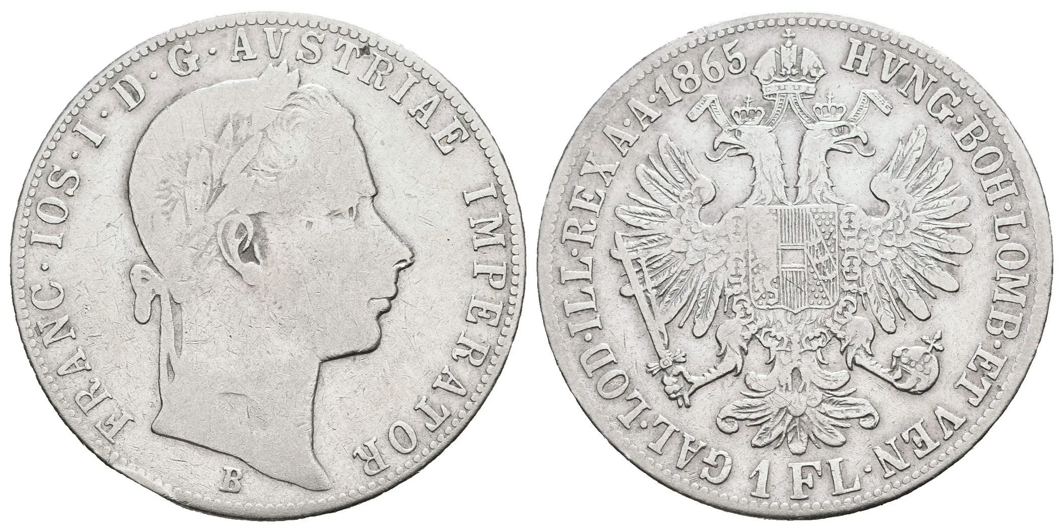 Zlatník 1865 B, oběhová zachovalost, škr. — 1