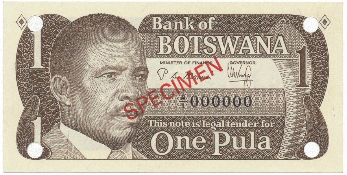 Botswana, 1 Pula (1983), anulát - SPECIMEN, P.6s1