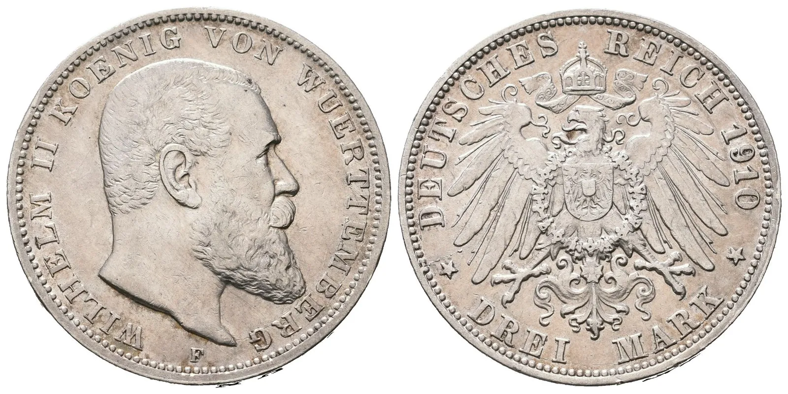 Württemberg, 3 Marka 1910 F