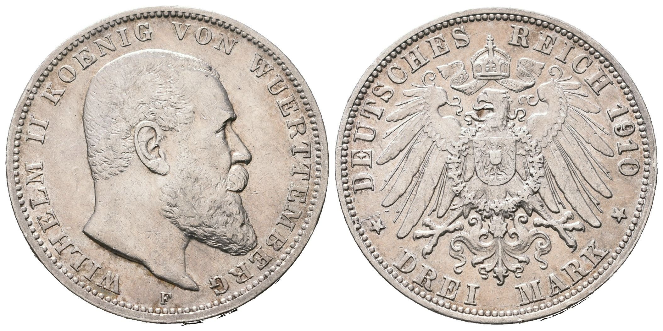 Württemberg, 3 Marka 1910 F
