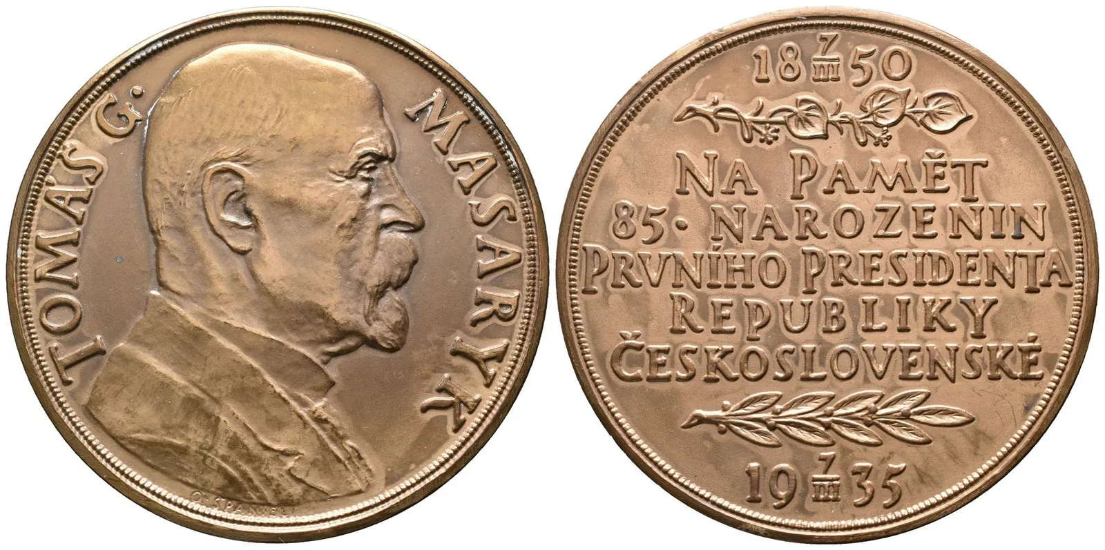 Španiel Otakar - 85. narozeniny TGM, 60 mm