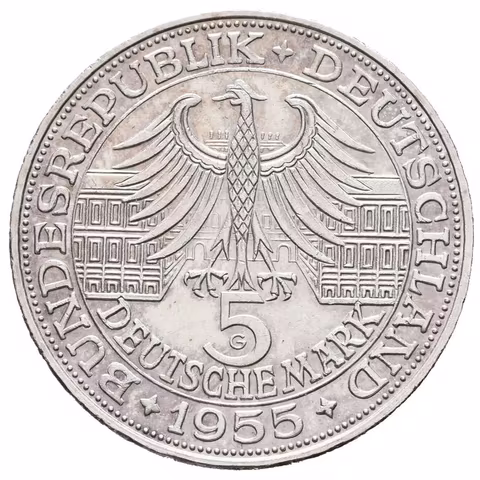 5 Marka 1955 G - Markgraf von Baden, J.390,