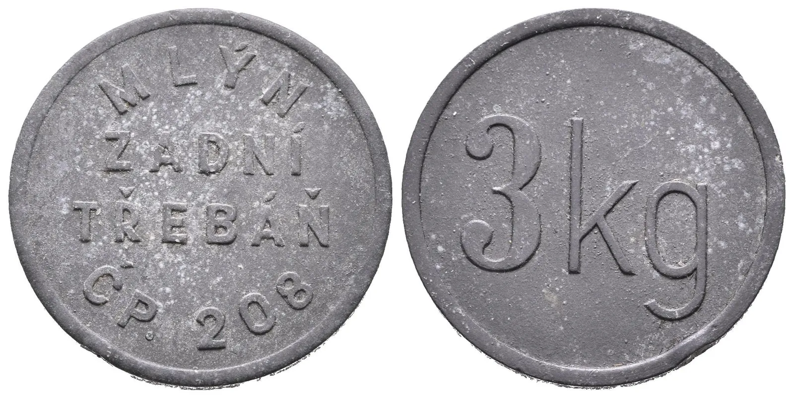 Zadní Třebáň - Gabrielův mlýn, známka na 3 kg. Zn 25 mm — 1