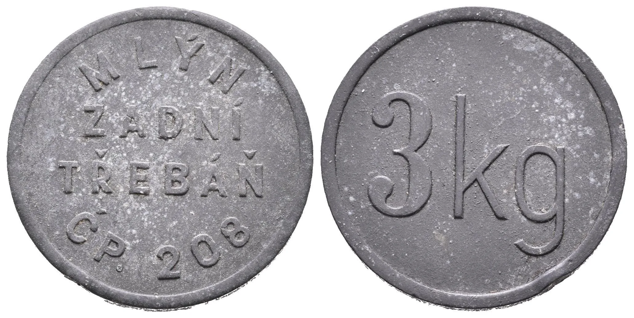 Zadní Třebáň - Gabrielův mlýn, známka na 3 kg. Zn 25 mm — 1