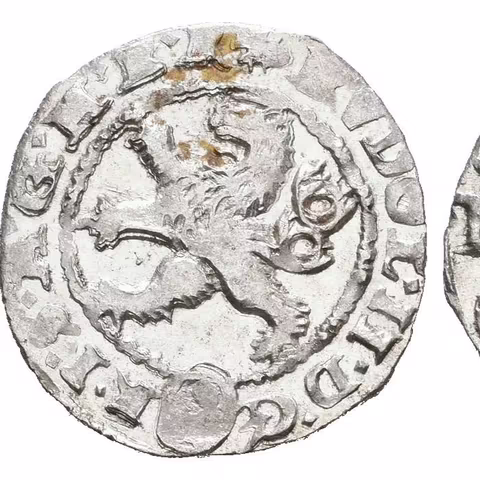 Malý groš 1599, Kutná Hora-Dominig, HN.8 (opis 7a), po stranách letopočtu tečky,