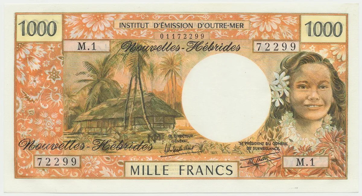 Nové Hebridy, 1000 Francs (1979~1980), P.20c