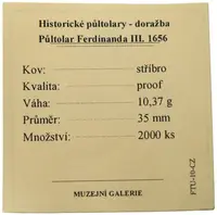 Replika - Historický 1/2 tolar - Ferdinand III. 1656 - fotografie 2