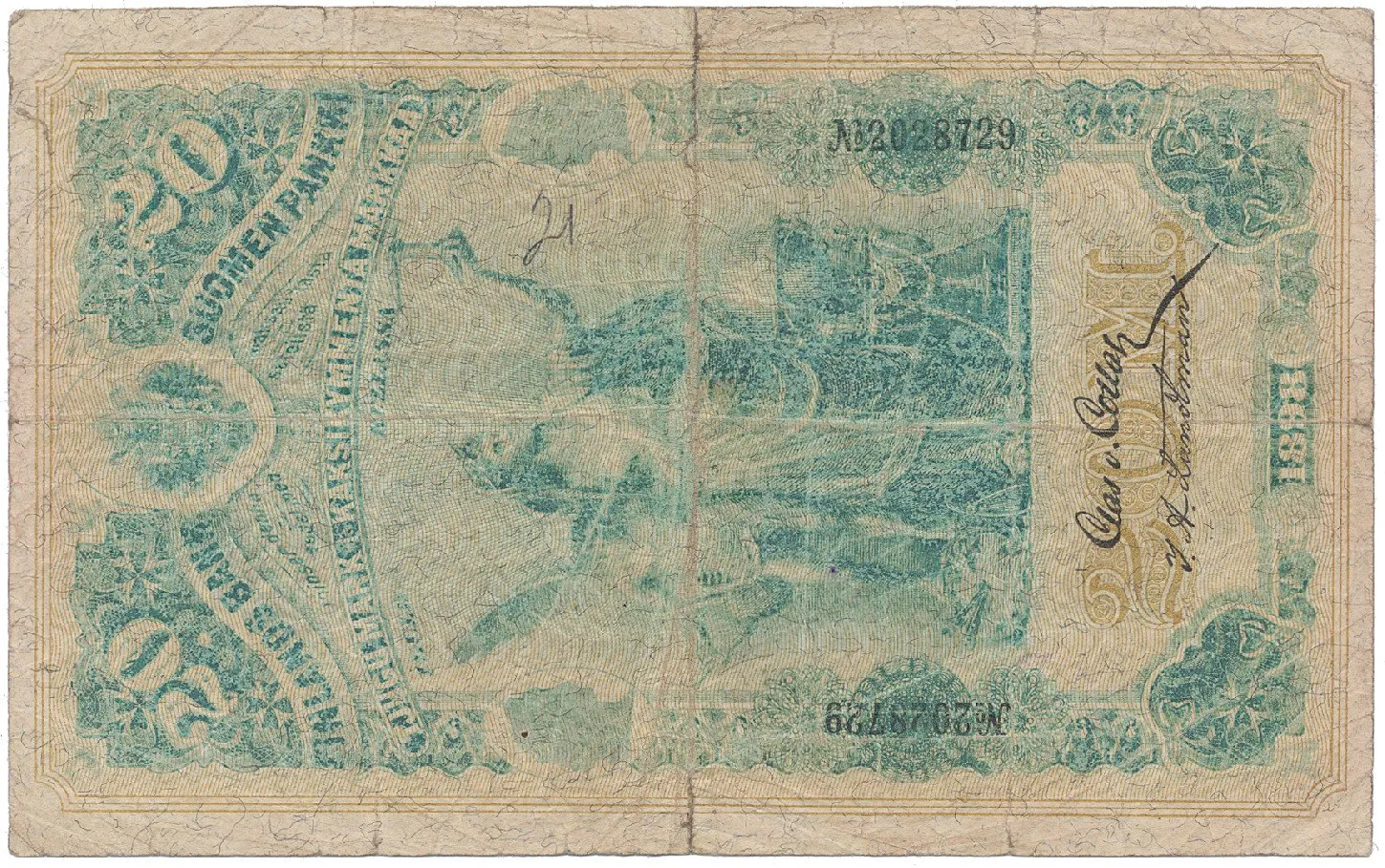 Finsko, 20 Markka 1898, P.5a