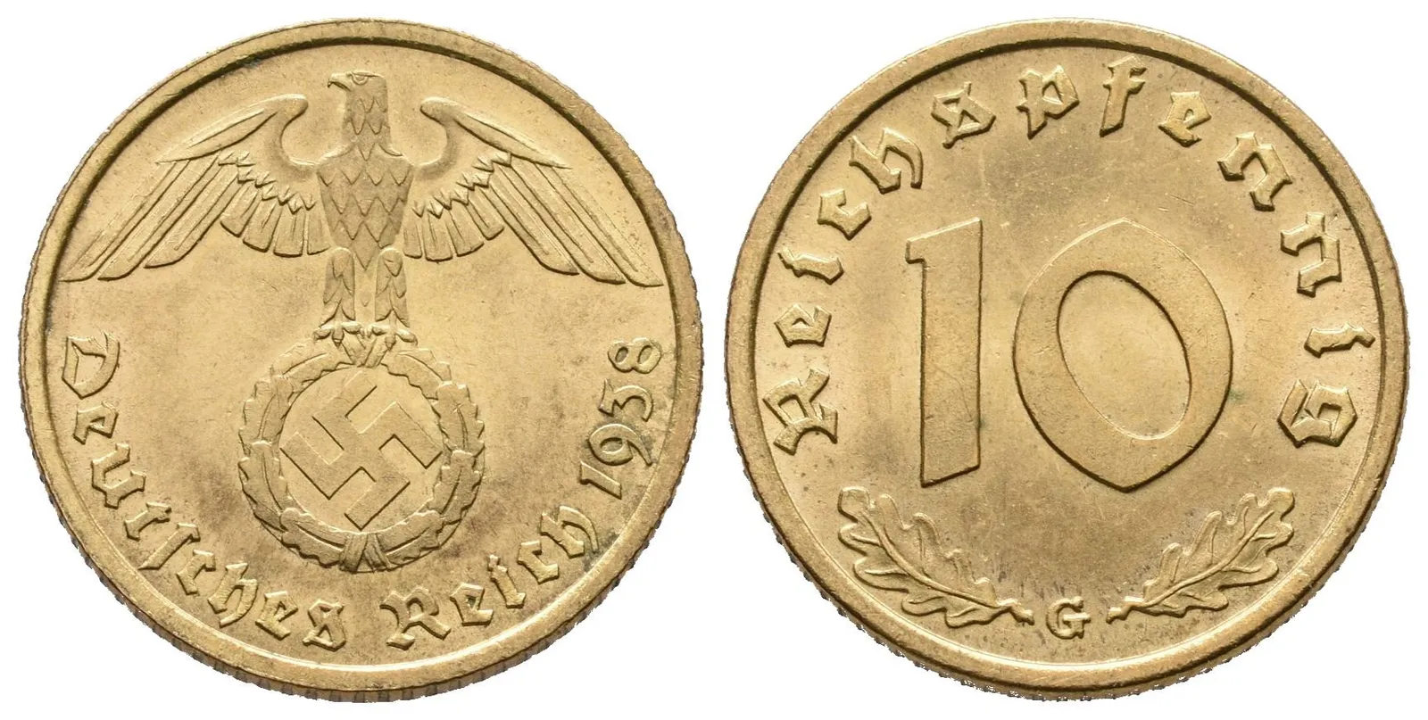 III. říše, 10 Pfennig 1938 G