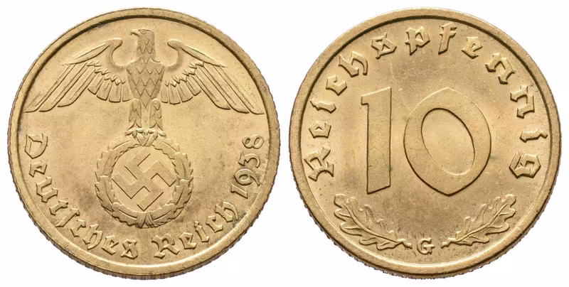 III. říše, 10 Pfennig 1938 G