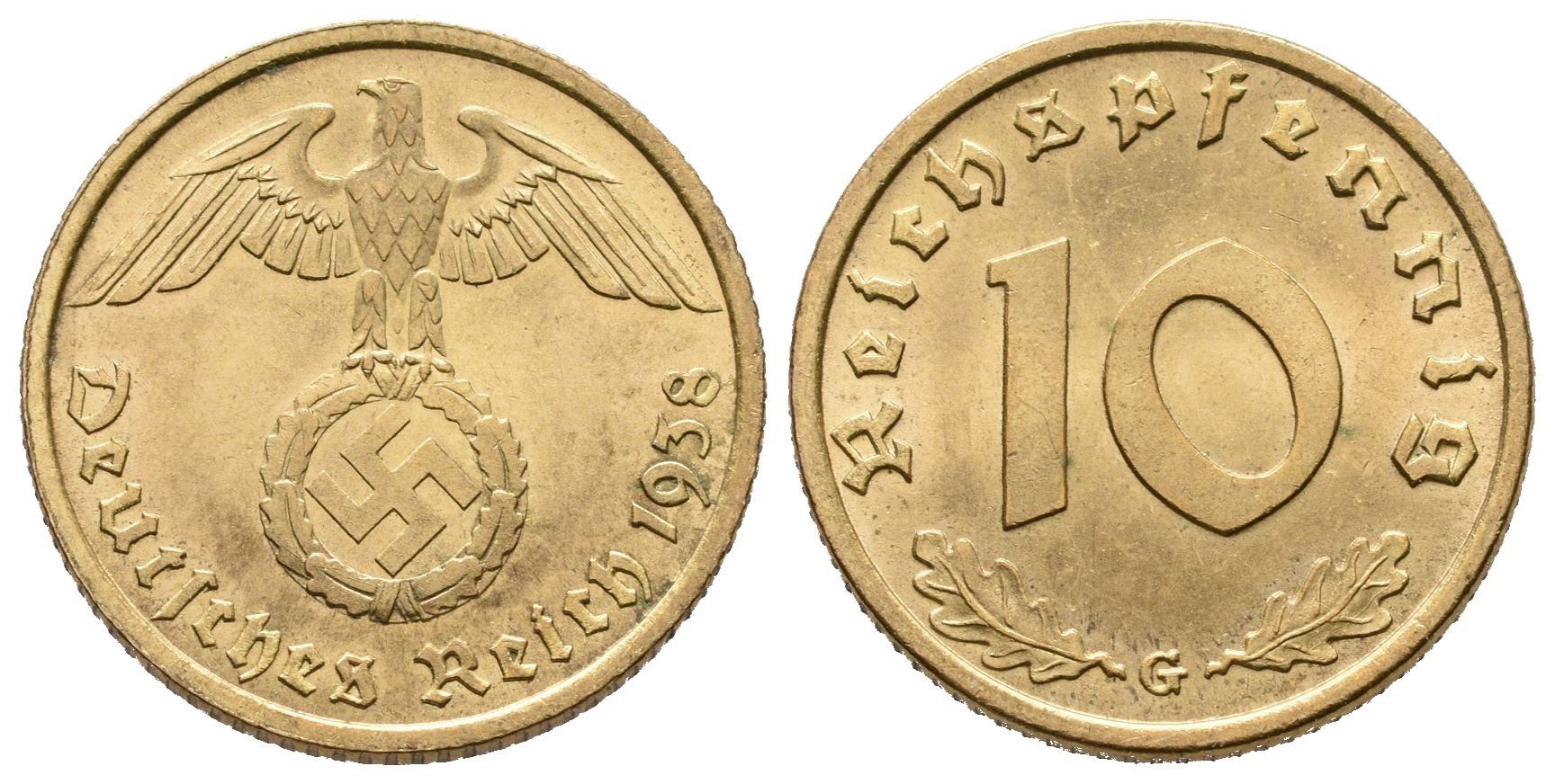 III. říše, 10 Pfennig 1938 G
