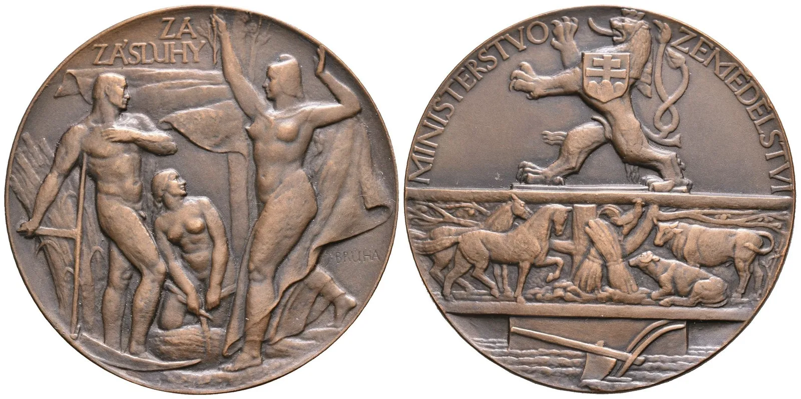 AE Medaile b.l. - Záslužná medaile Ministerstva zemědělství. Br 50 mm — 1