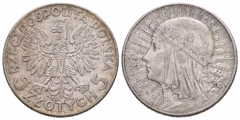 Polsko, 5 Zlotých 1934 - Polonia