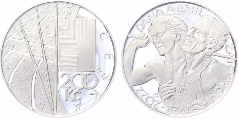 200 Kč 2022 - Dana a Emil Zátopkovi