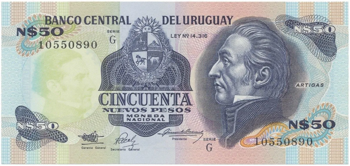 Uruguay, 50 Nuevos Pesos (1988~1989), P.61A
