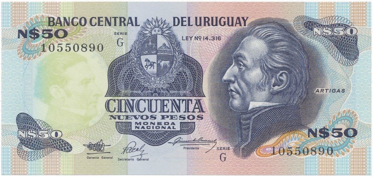 Uruguay, 50 Nuevos Pesos (1988~1989), P.61A