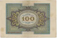 Německo, 100 Mark 1920, 7-místný číslovač, Ro.67a - fotografie 2