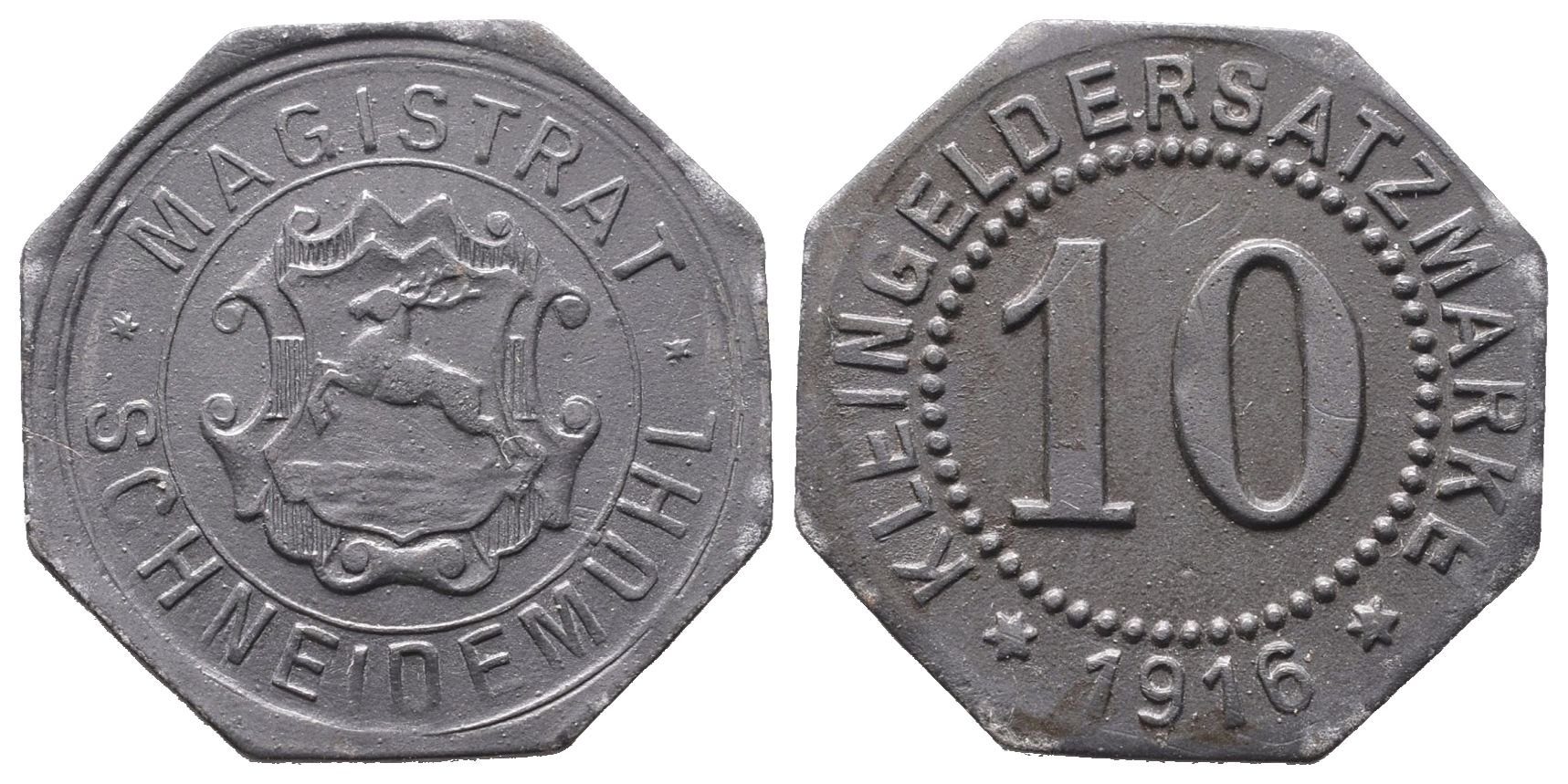 Nouzové ražby, 10 Pfennig 1916 - Schneidemühl
