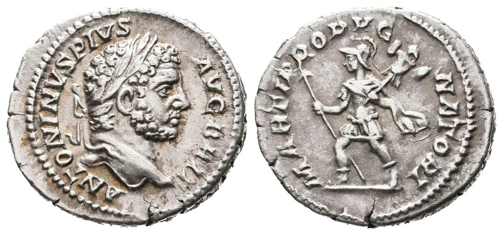 Denár, 210 - 213, Rv: MARTI PROPVGNATORI, spěchající Mars doleva nese oštěp — 1