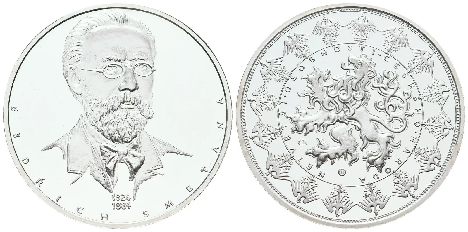 Stříbrná investiční medaile - Bedřich Smetana - Ag 29 g - 999/1000 + Certifikát