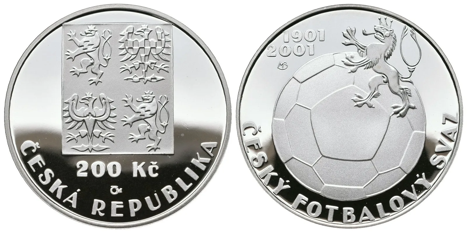 200 Kč 2001 - Český fotbalový svaz, PROOF