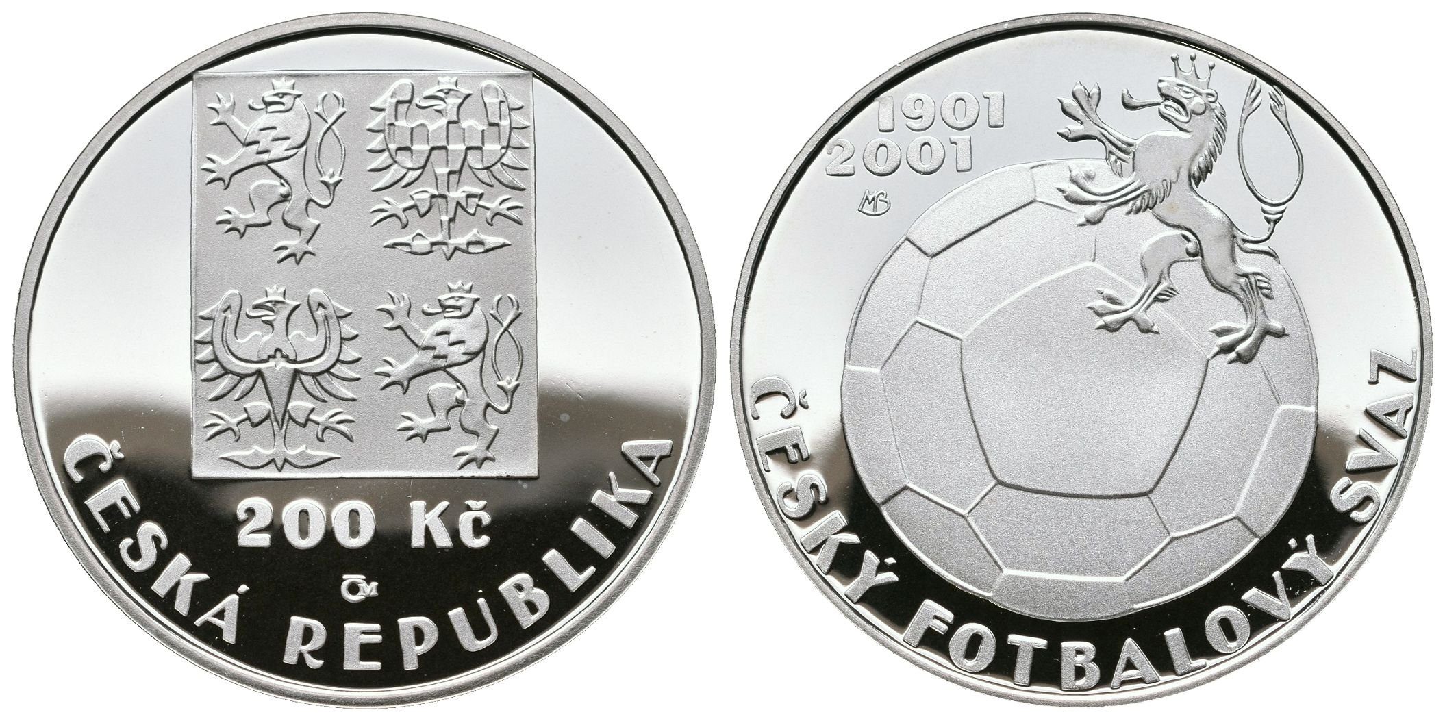 200 Kč 2001 - Český fotbalový svaz, PROOF