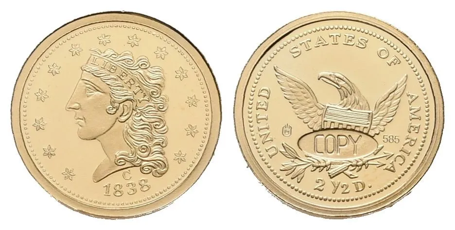 USA, replika 2 1/2 Dollars 1838 C