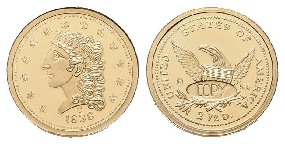 USA, replika 2 1/2 Dollars 1838 C