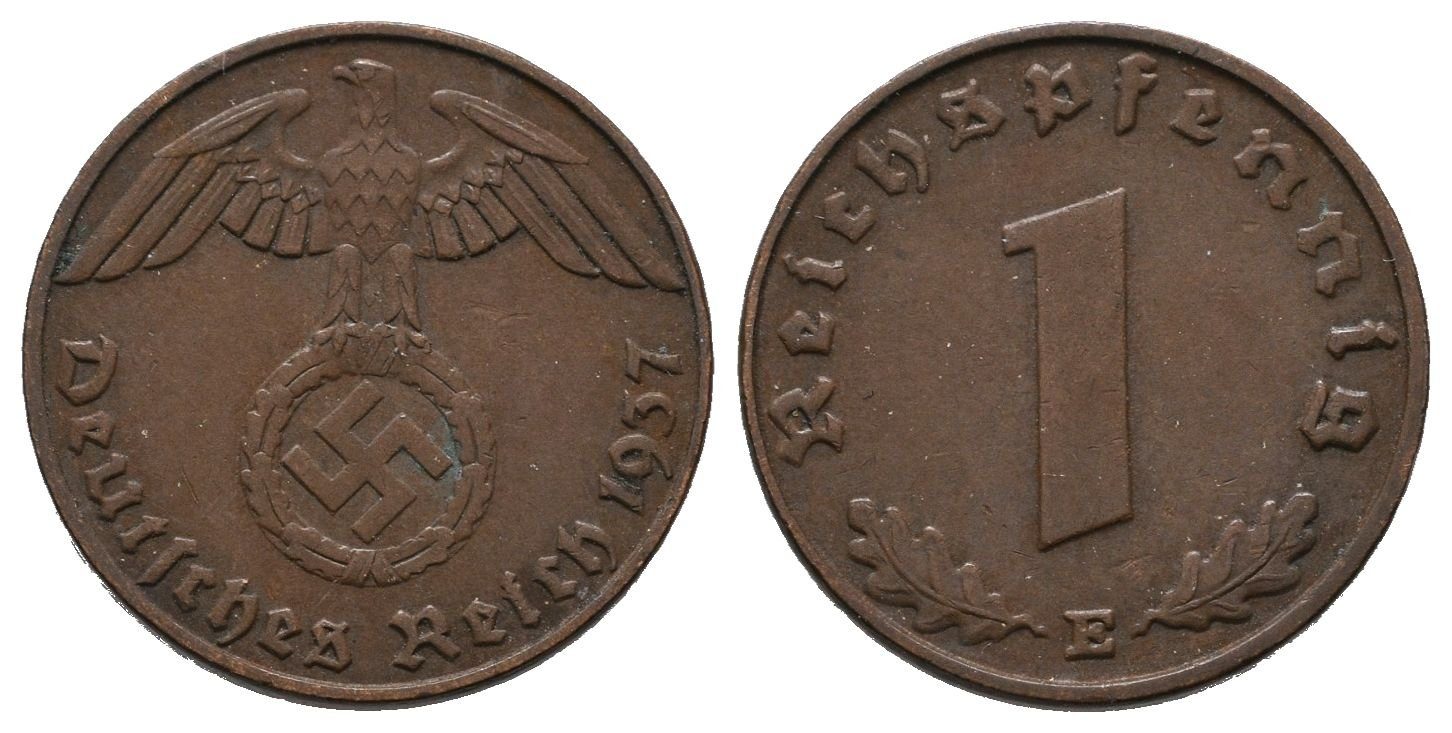 III. říše, 1 Pfennig 1937 E