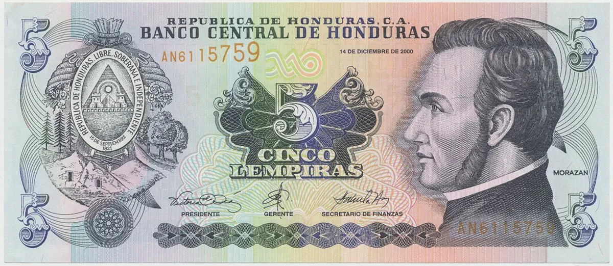 Honduras, 5 Lempiras 2000-2004, P.85a-d