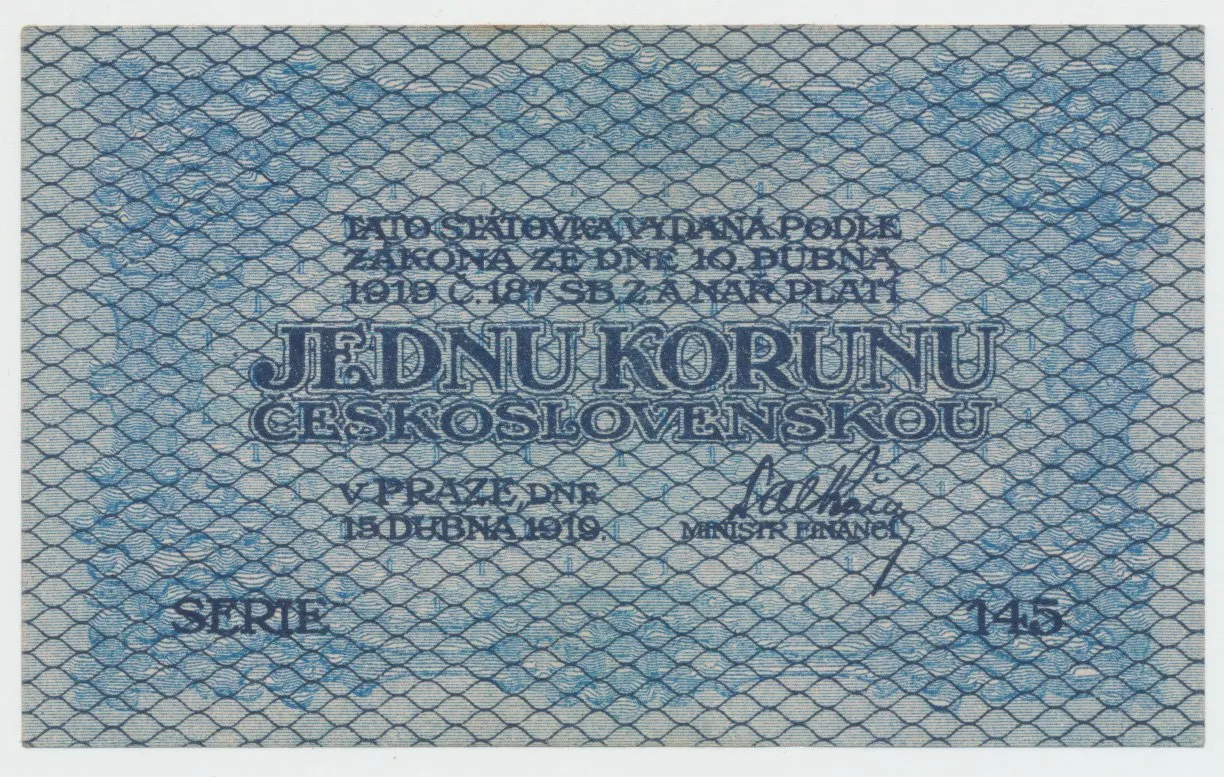 Československo, 1 Koruna 1919, série 145, Hej.7a