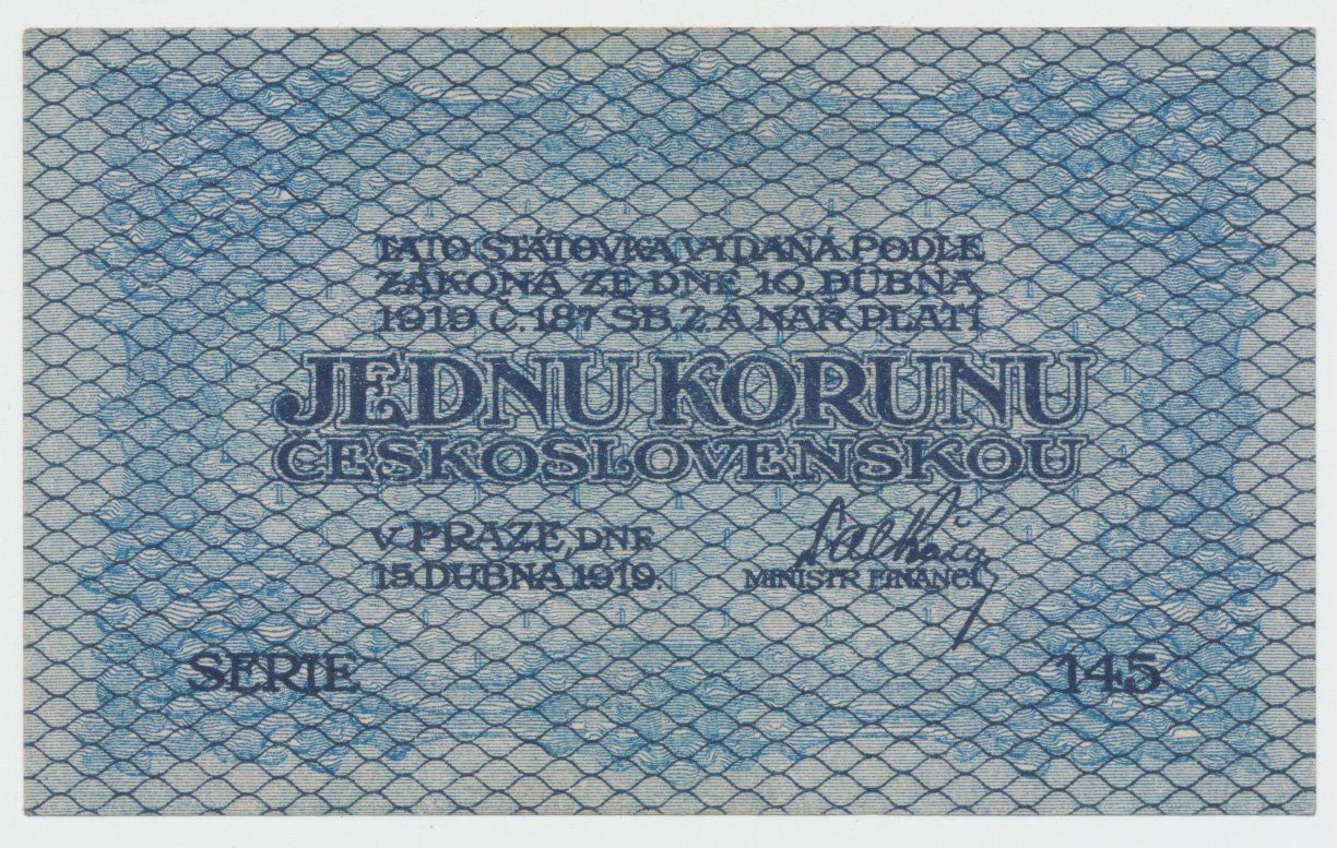Československo, 1 Koruna 1919, série 145, Hej.7a