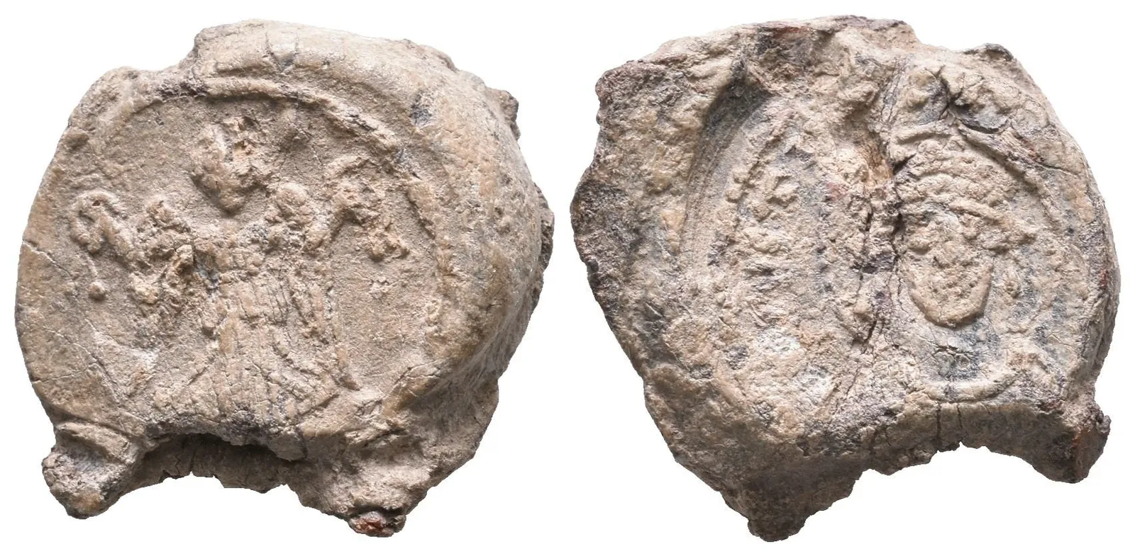 Pb Pečeť, olovo 23 mm, Poprsí císaře čelně / Victoria stojící čelně, drží věnce, — 1
