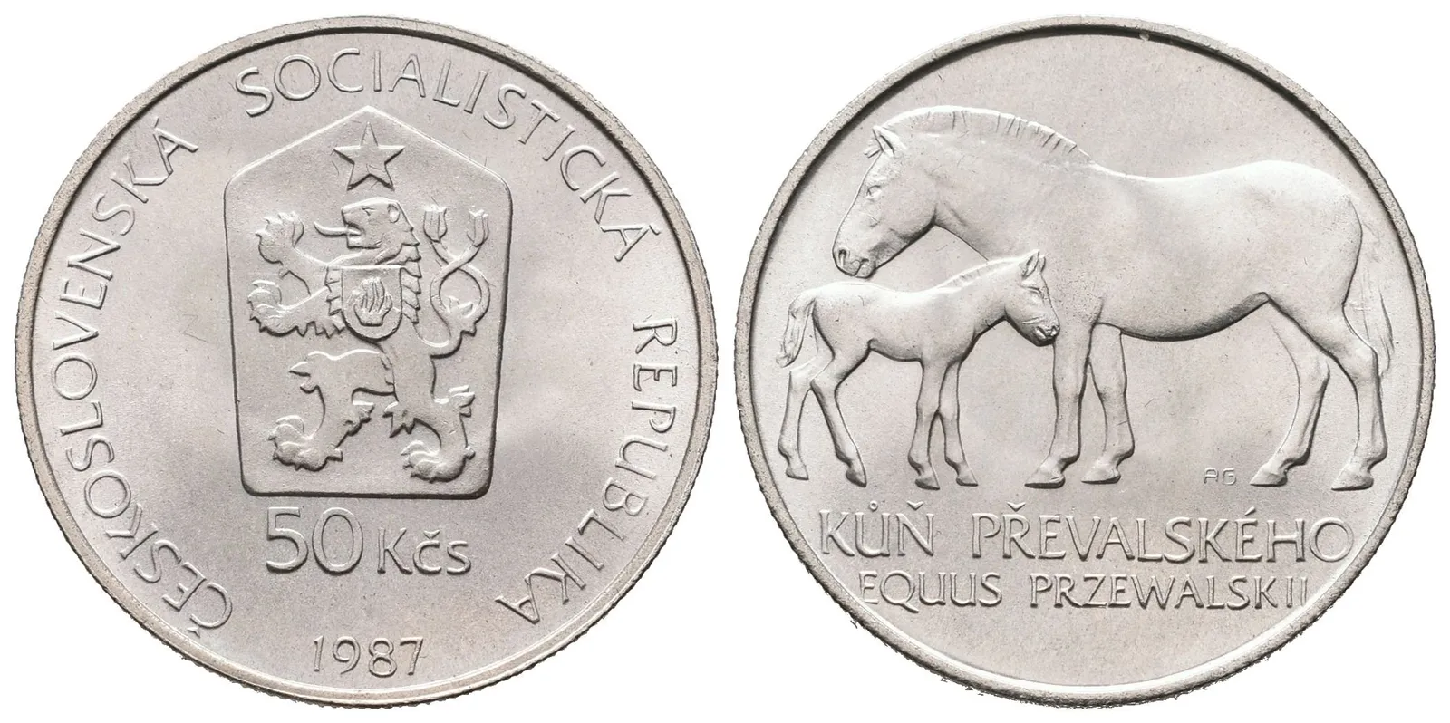 50 Kčs 1987 - Kůň Převalského, varianta