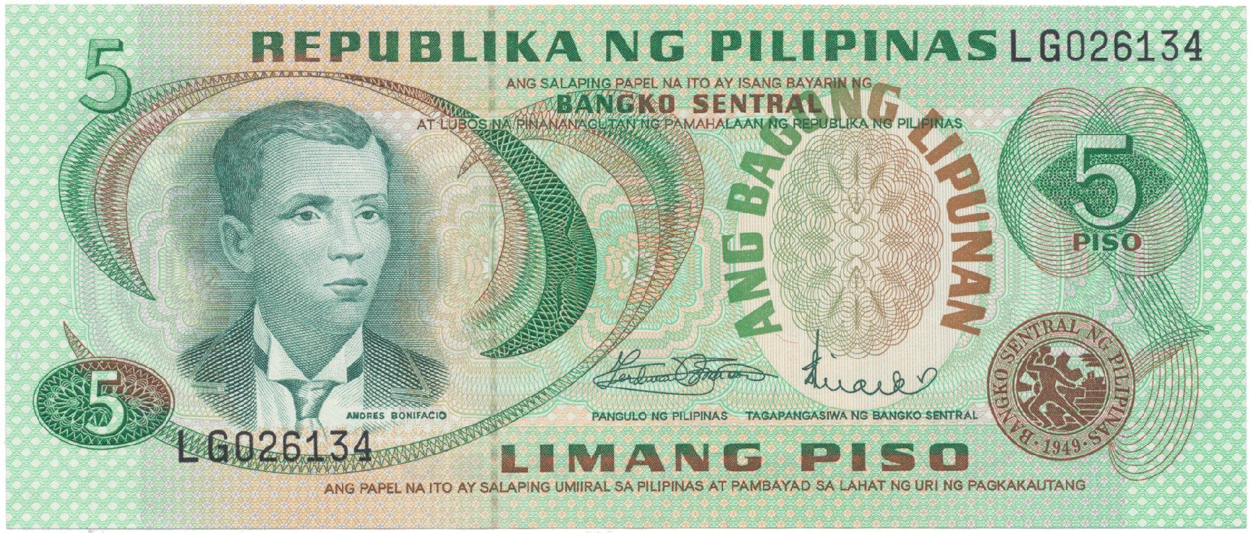 Filipíny, 5 Piso (1970), P.148