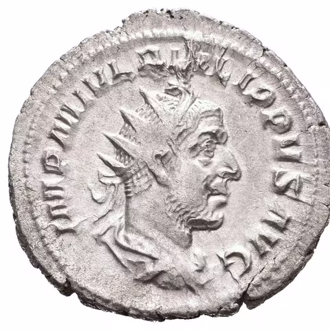 Antoninian, 244 - 247, Rv: ROMAE AETERNAE, sedící Roma zleva drží Victorii