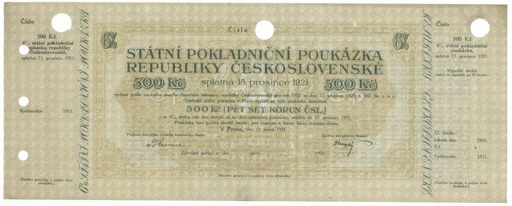 Státní pokladniční poukázky, 1919 - 1939 — 1