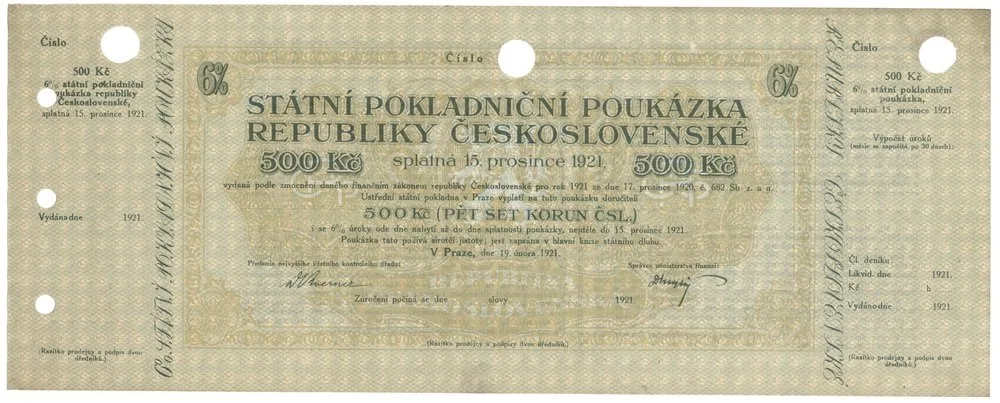 Státní pokladniční poukázky, 1919 - 1939 — 1