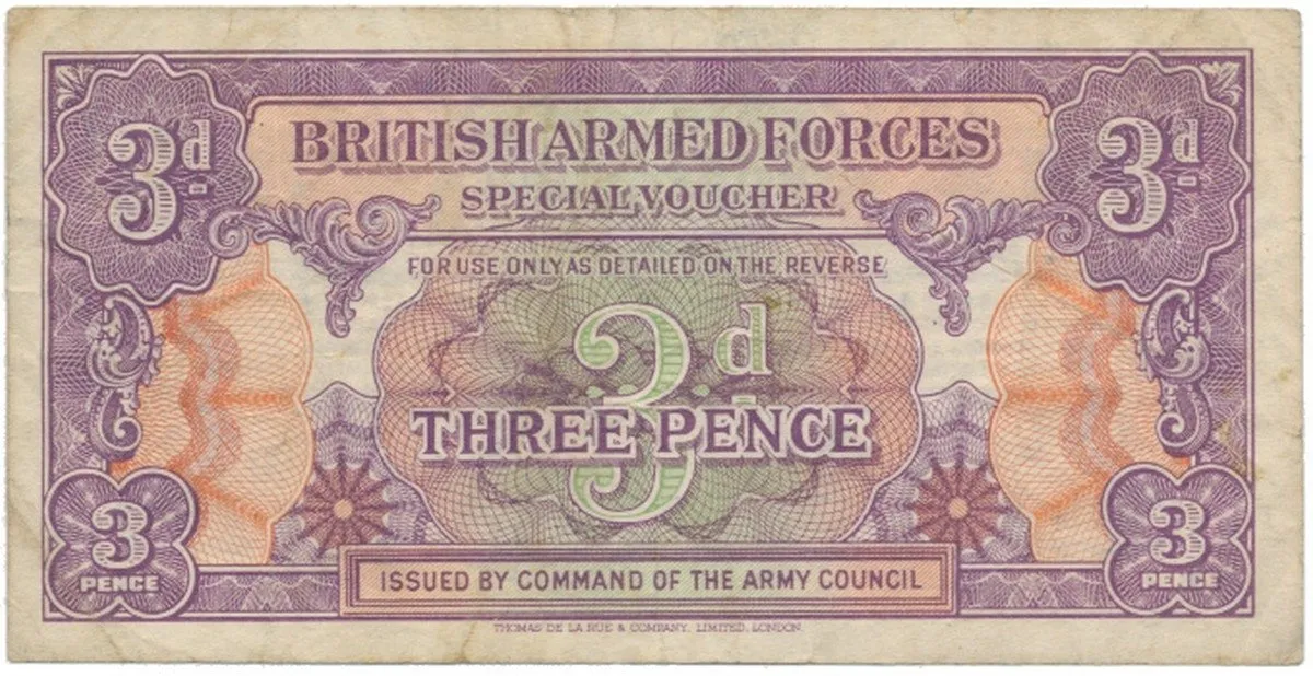 Velká Británie, 3 Pence (1946), BAF - vojenské vydání, P.M9a