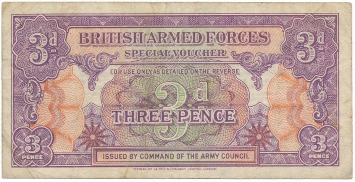 Velká Británie, 3 Pence (1946), BAF - vojenské vydání, P.M9a