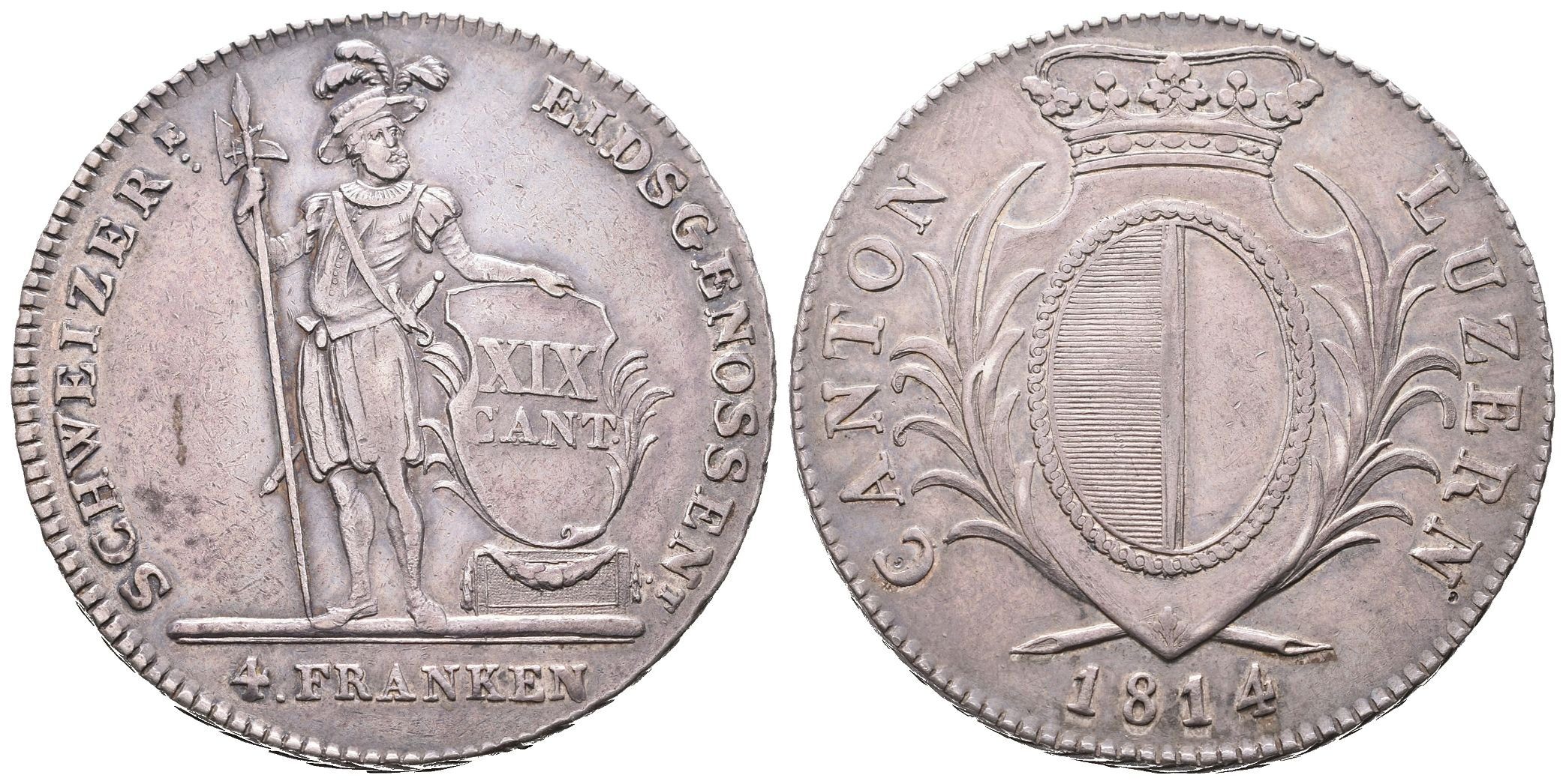 Švýcarsko - Luzern, 4 Frank 1814