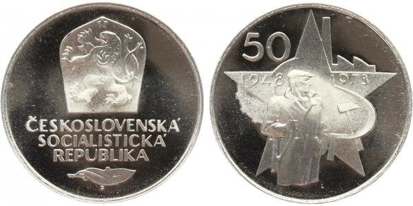 50 Kčs 1973 - Vítězný únor, PROOF