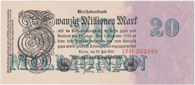 Německo, 20 Millionen Mark 1923, Ro.96b