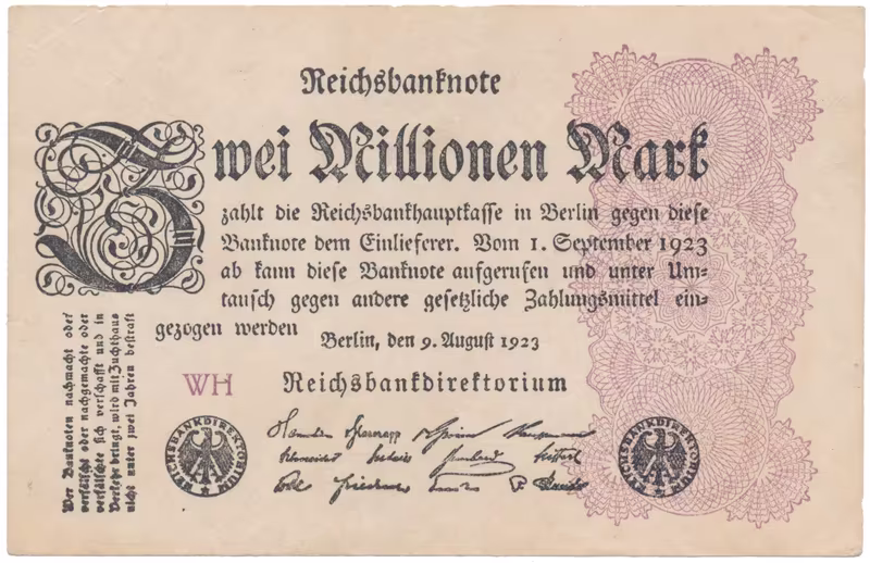 Německo, 2 Millionen Mark 1923, Ro.103d